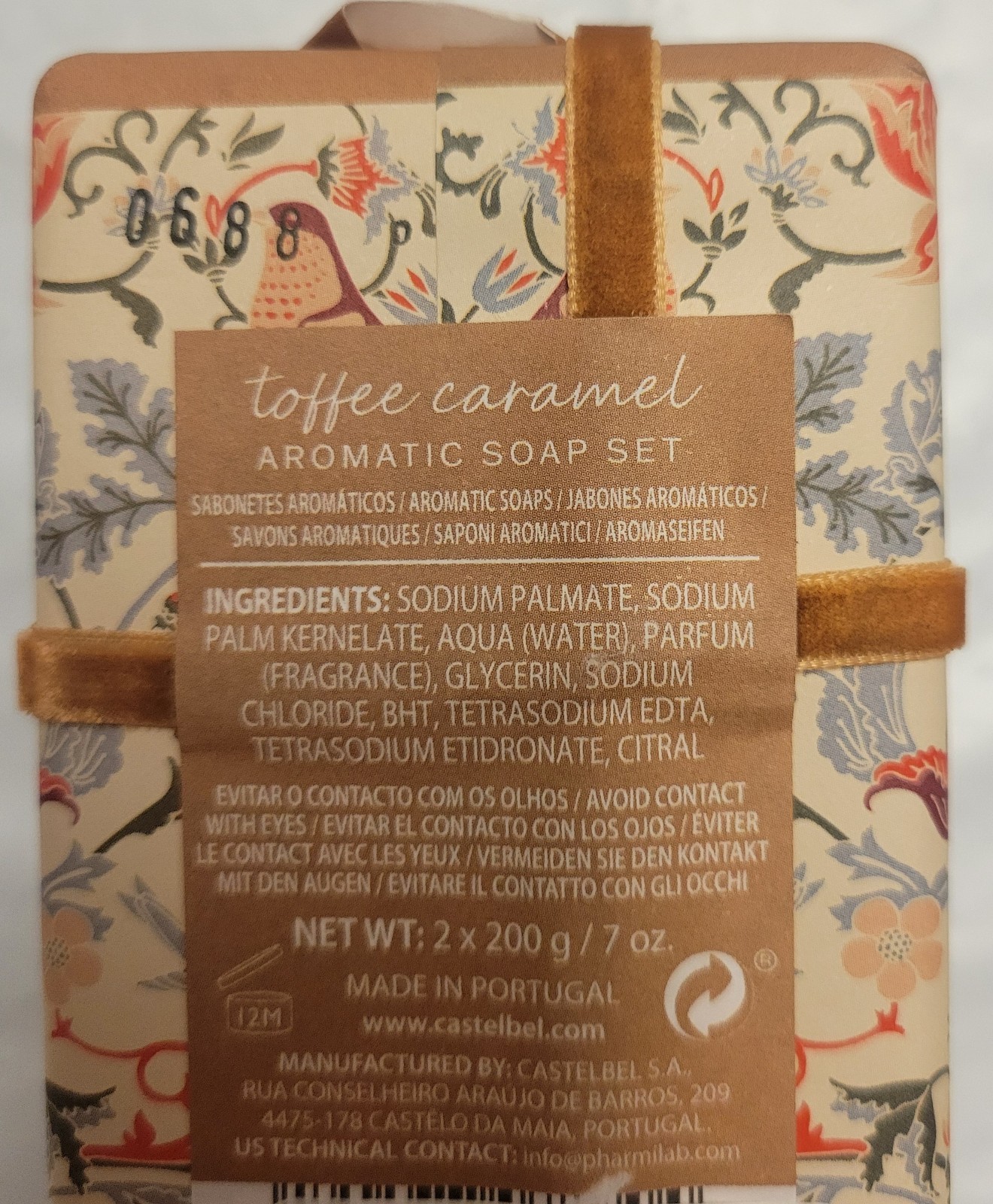 Castelbel Bar Soap 2 Pack Toffee Caramel Scented 7 Oz Wrapped Aromatic Portugal