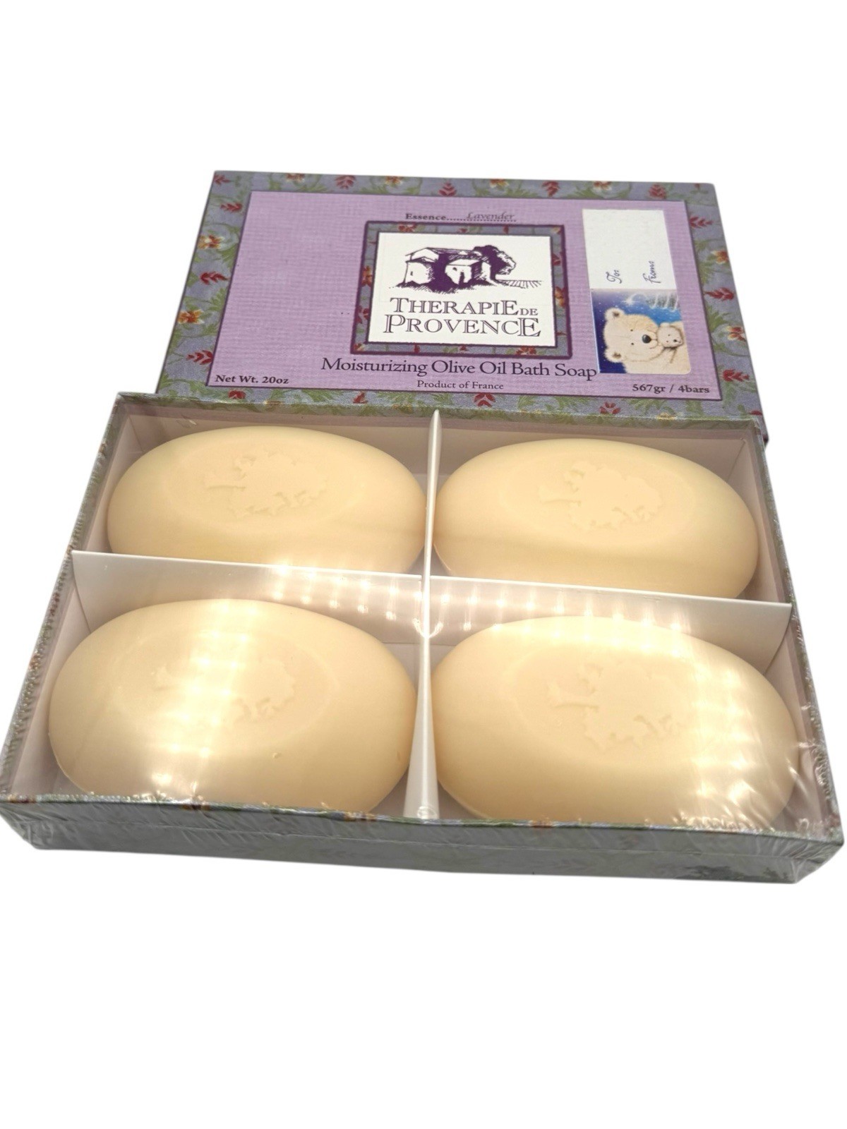 THERAPIE DE PROVENCE LAVENDER SCENTED OLIVE OIL BATH SOAP GIFT SET 4 PACK
