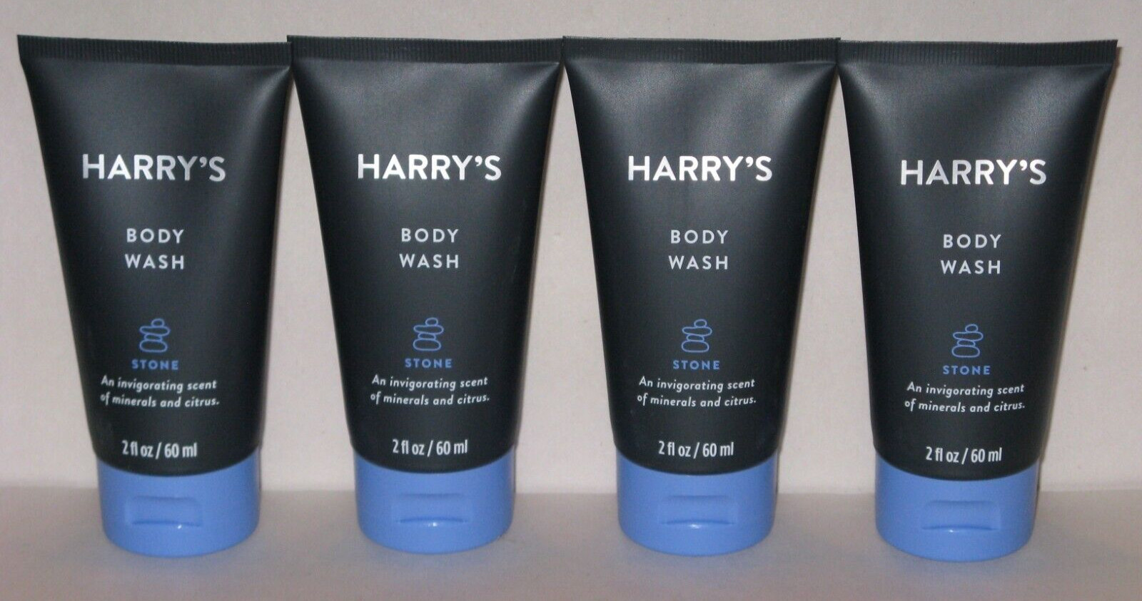 NEW AUTHENTIC Harry’s STONE Minerals & Citrus TRAVEL SIZE Body Wash 2 fl oz x 4