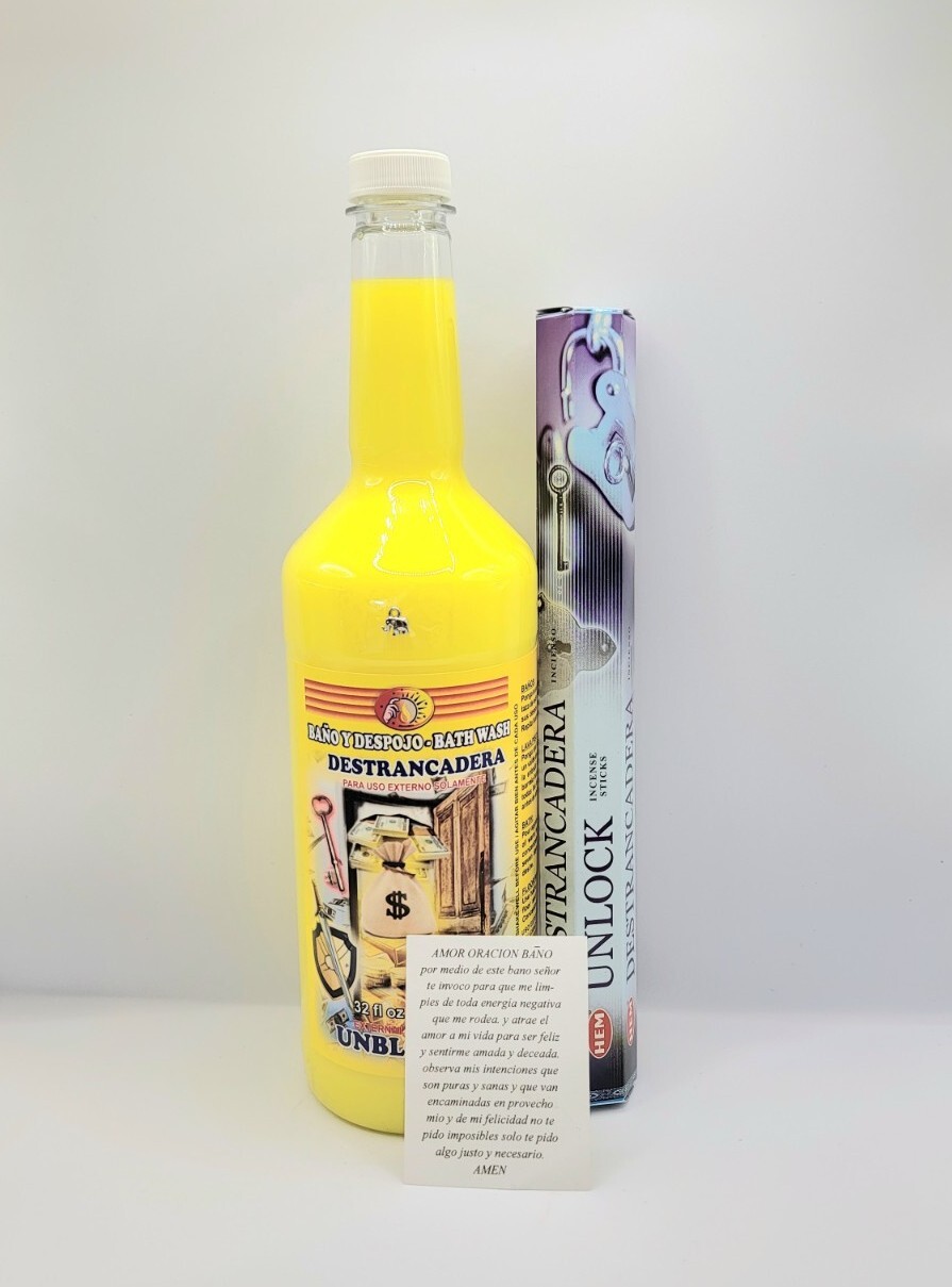 DESTRANCADERA BAÑO 32 oz/INCIENSO ORACION AMULETO E INSTRUCCIONES INCLUIDAS