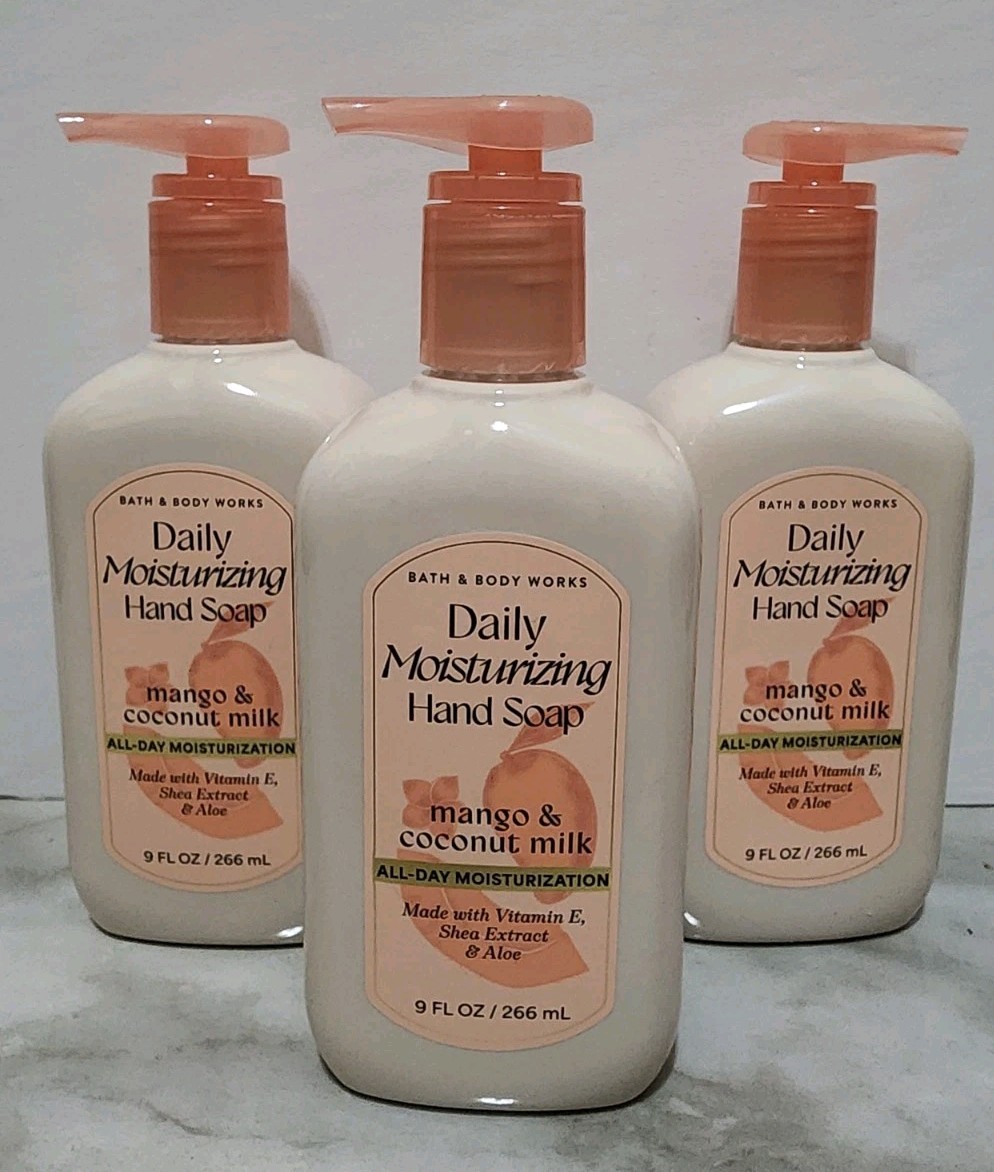 3 Pcs Set Bath & Body Works Mango & Coconut Milk Daily Moisturizing Hand Soap