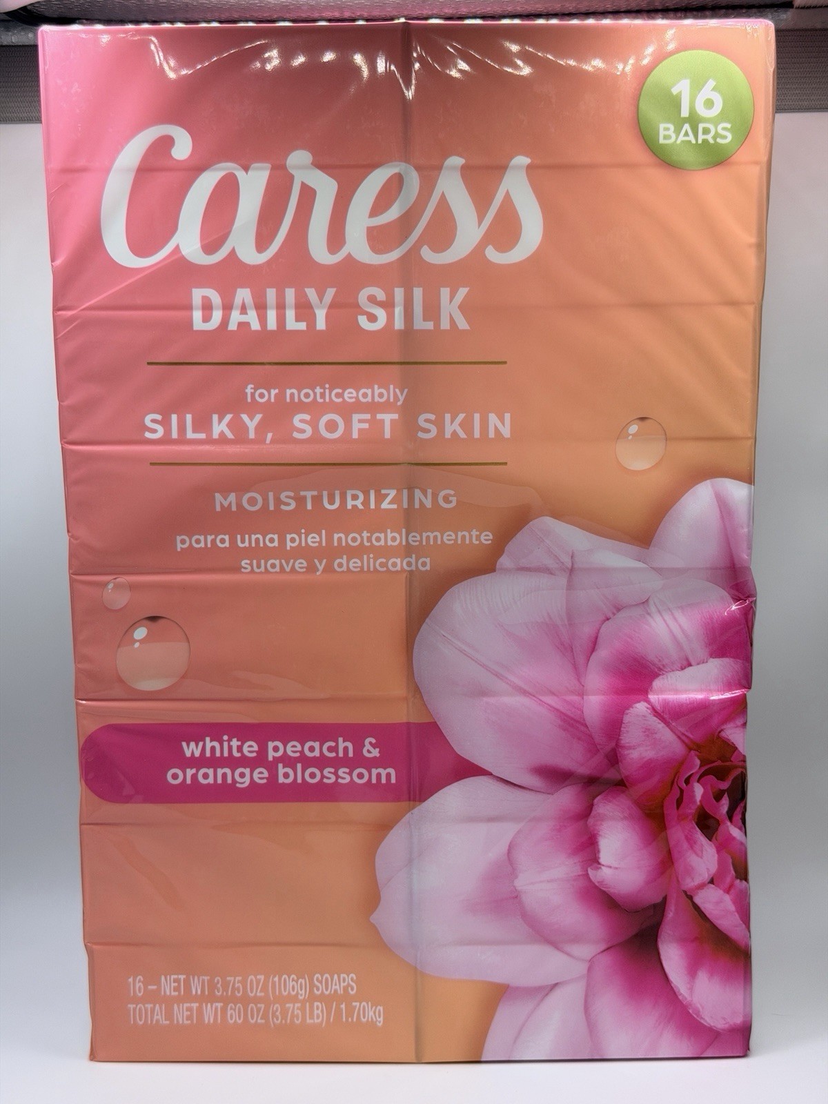 Caress Daily Silk Moisturizing Soap White Peach & Orange Blossom 16 Bars