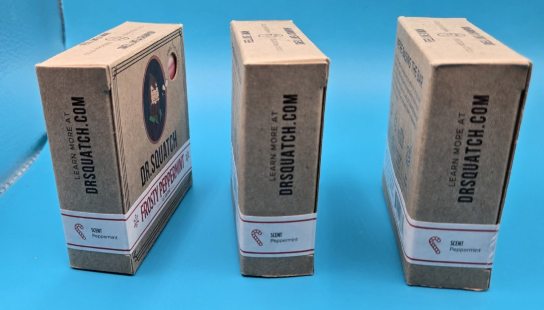 Dr. Squatch Soap – OG Frosty Peppermint Bricc Lot of 3 – brown boxes! HTF