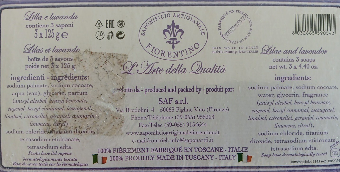 3 Handmade Italian Lilac & Lavender Soaps Saponificio Artigianale Fiorentino
