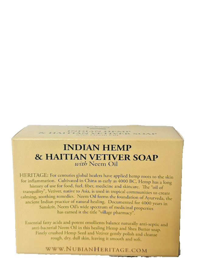 Nubian Heritage Indian Hemp & Haitian Vetiver Soap with neem Oil 5 oz/141g
