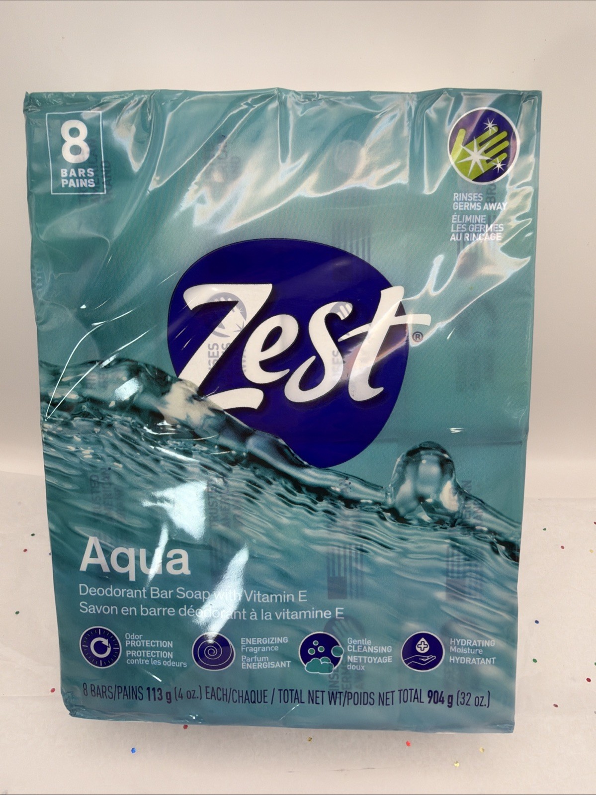 Zest 8 Pack Bath Soap Bars Aqua Fresh Deodorant Bar Soap New Sealed Bulk Lot