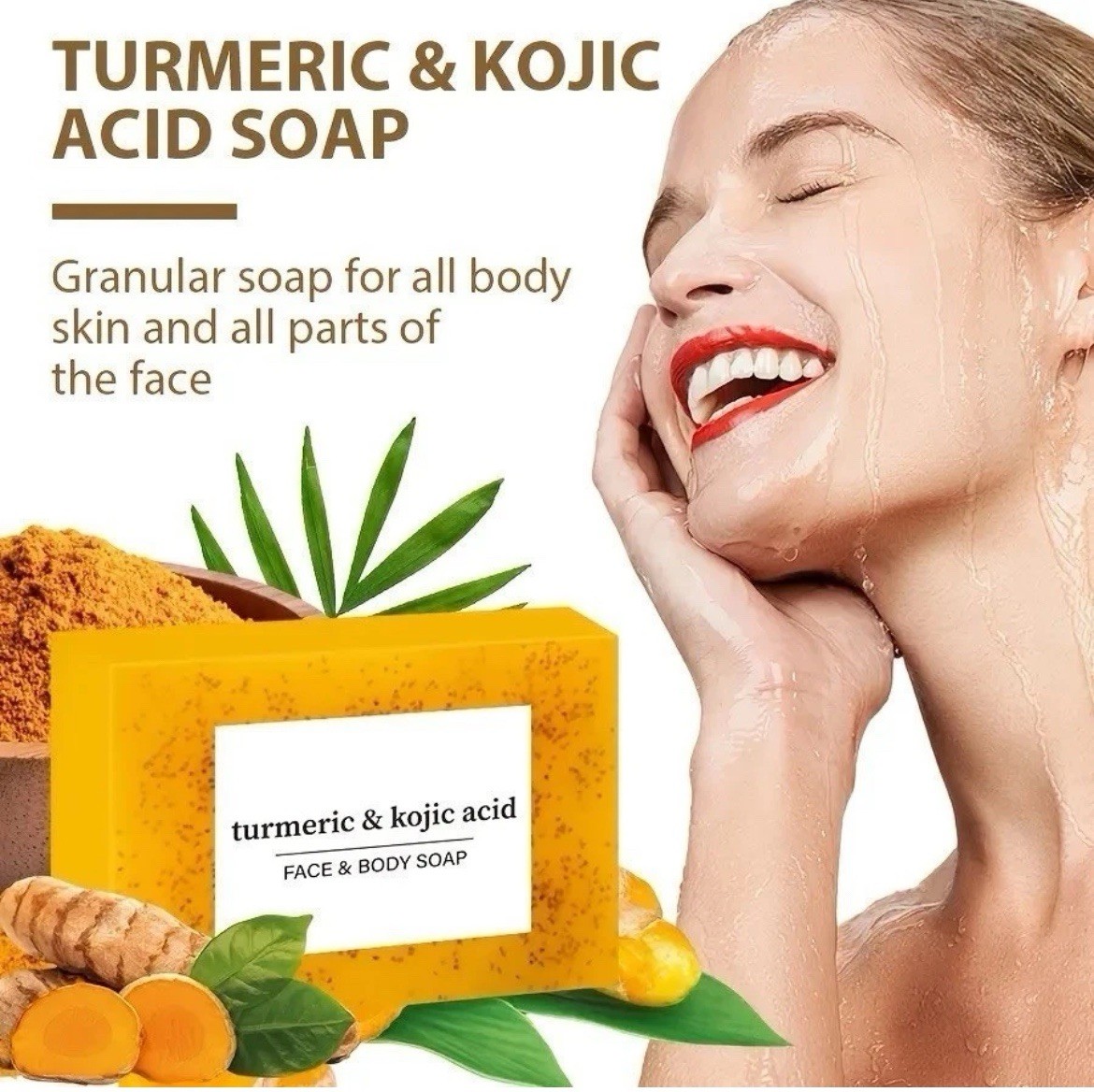 2-Pack Turmeric Glow Soap Bar – Lemon & Kojic Acid, Removing Dark Spots