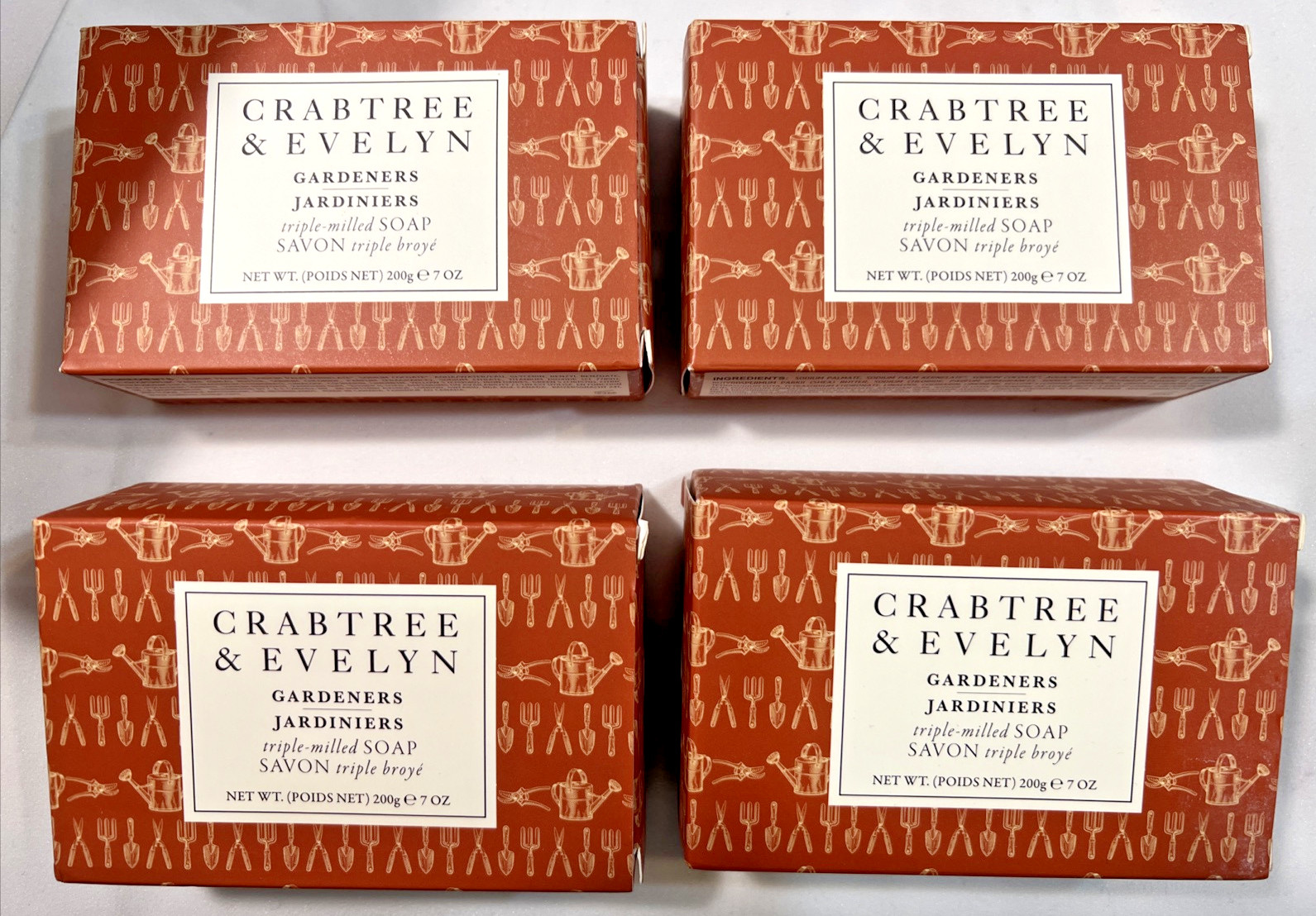 4x CRABTREE & EVELYN GARDENERS TRIPLE MILLED SOAP NEW & Boxed 7 OZ Bar LOT