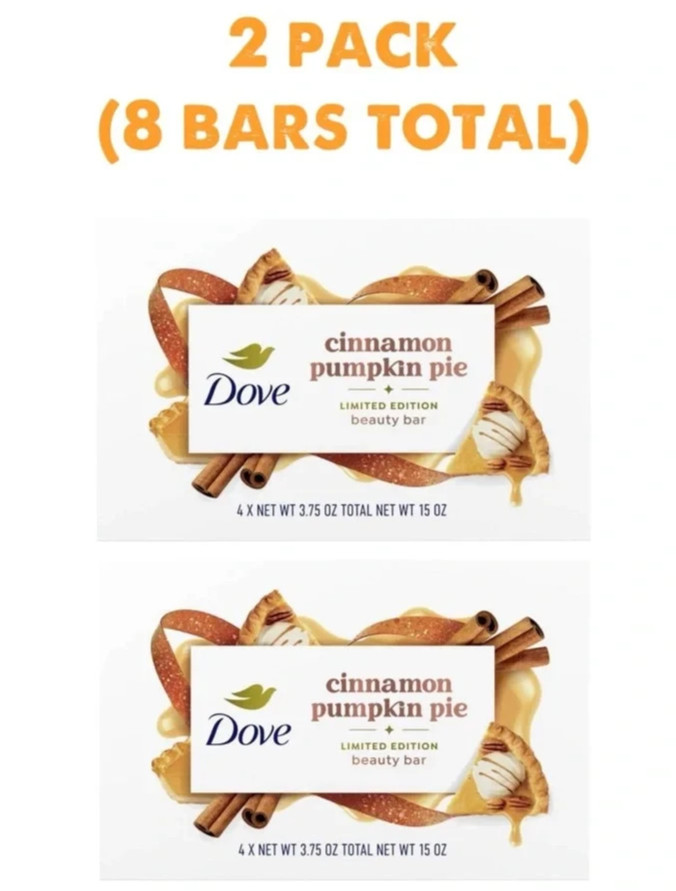 DOVE Limited Edition 4ct Cinnamon Pumpkin Pie Beauty Bar, 3.75oz, (8 Bars Total)