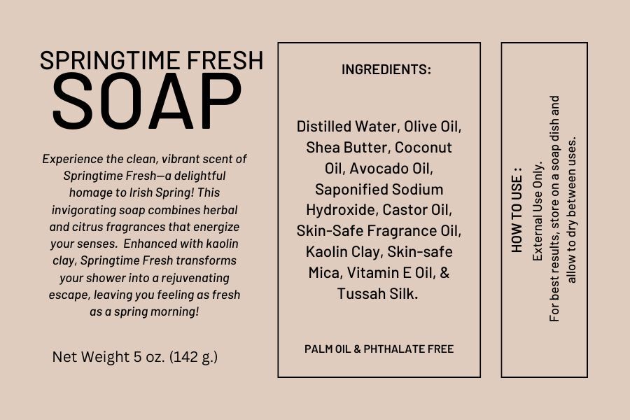 Luxury Handmade Shea Butter Soap 5 oz – Six Options – No Palm Oil or Phthalates