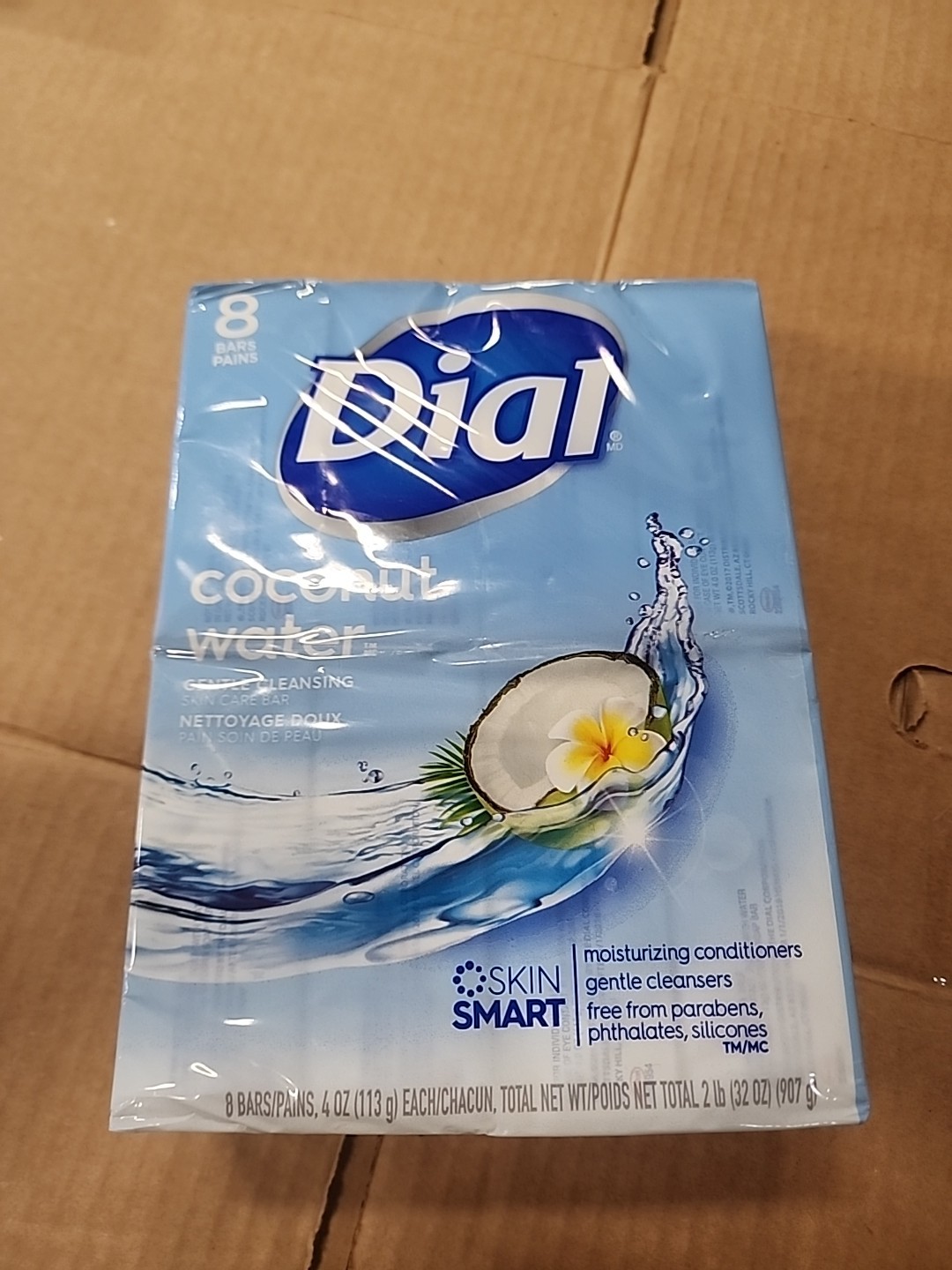 Dial Coconut Water Bar Soap Skin Gentle Cleansing 4 Ounce, 8 Bar Pack LOT