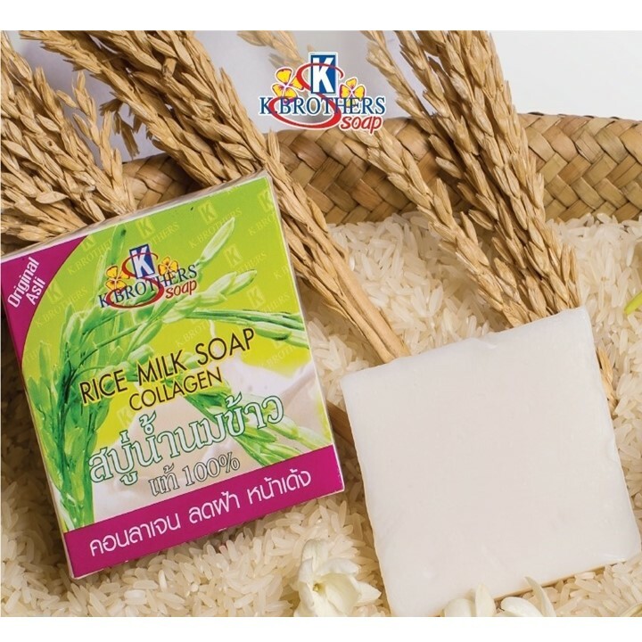 12 X Thai Herbal Pure Milky Jasmine Rice & Collagen Moisturizing Soap K. BROTHER