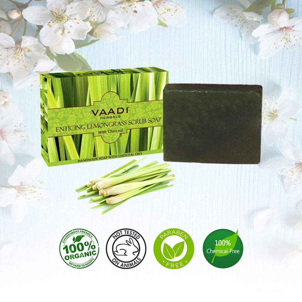 Vaadi Herbals Value Enticing Lemongrass Scrub Soap 75g Each Set Of 3