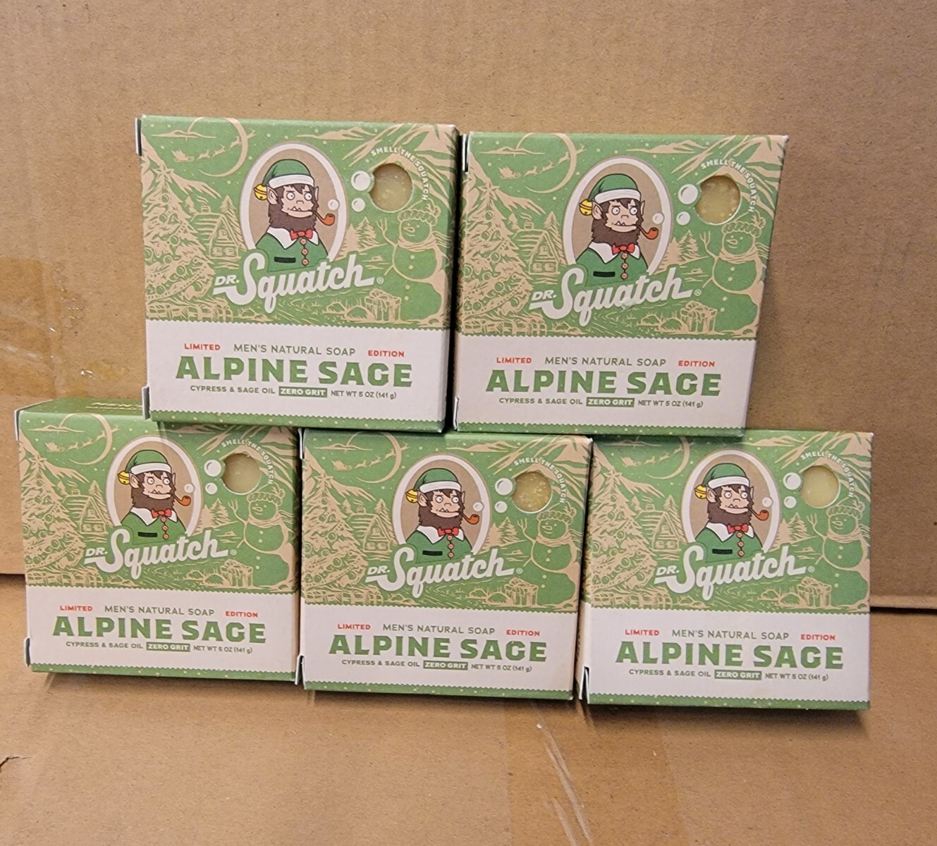 Lot Of 5 Bars – DR. Squatch Alpine Sage Limited Edition Zero Grit Soap 5oz NEW