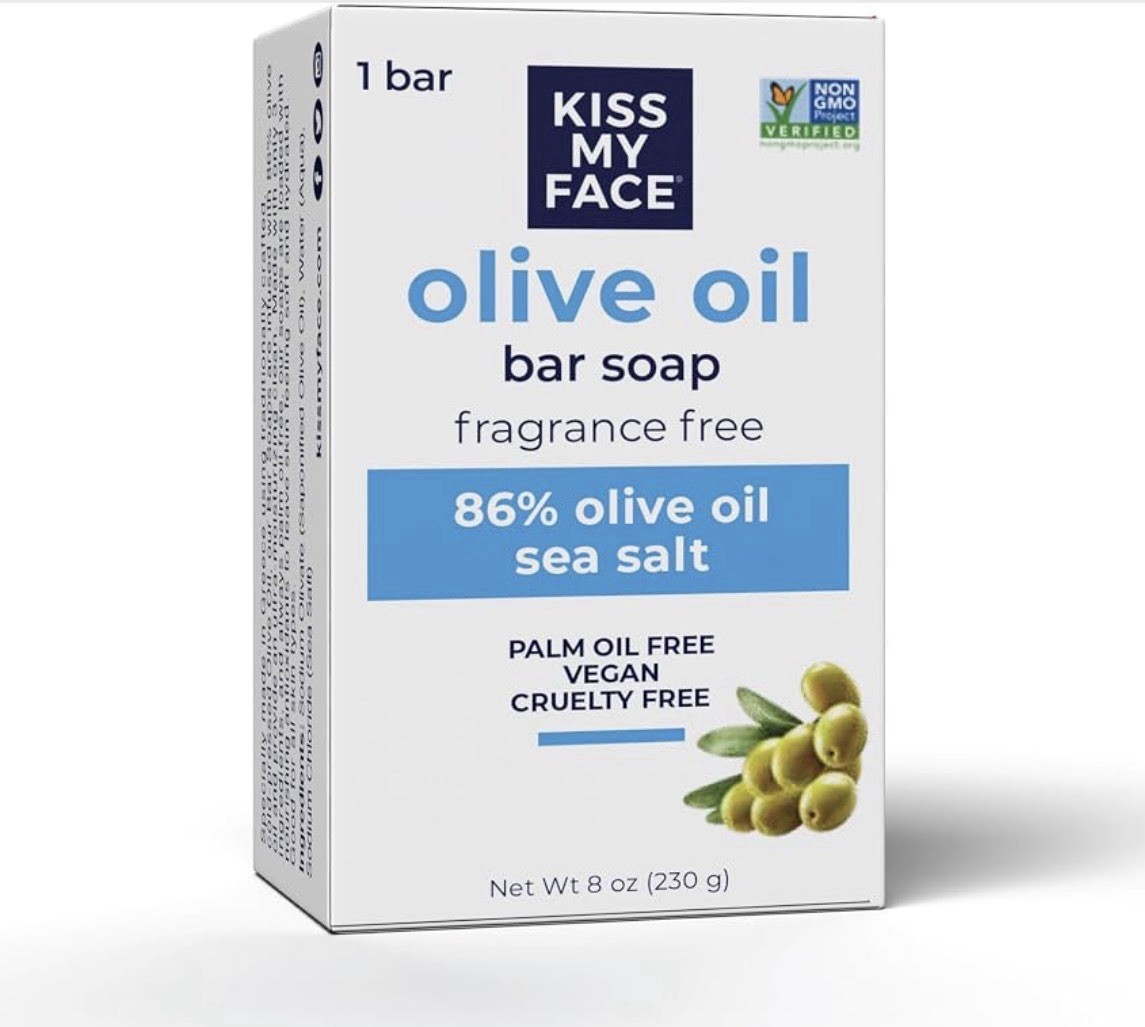 Kiss My Face Olive Oil Bar Soap Fragrance Free 8 oz Vegan – Pack of 6