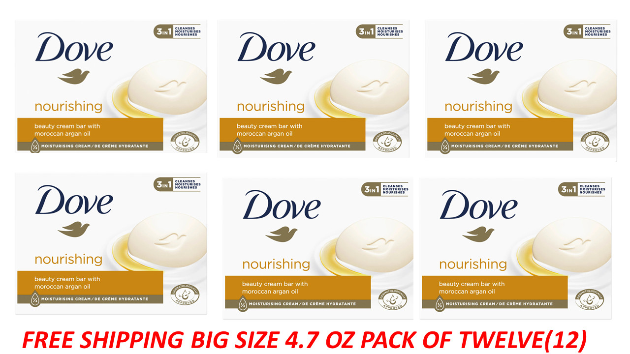 12 X Dove Bar Soap Nourishing Moroccan Argan Oil 4.75 oz