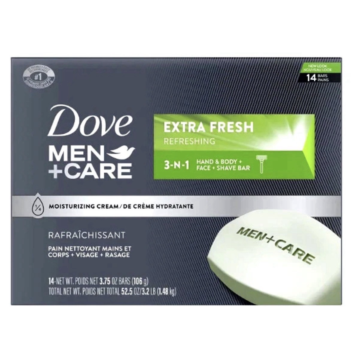 DOVE MEN + CARE Bar 3 in 1 Cleanser for Body Face and Shaving 3.75 oz