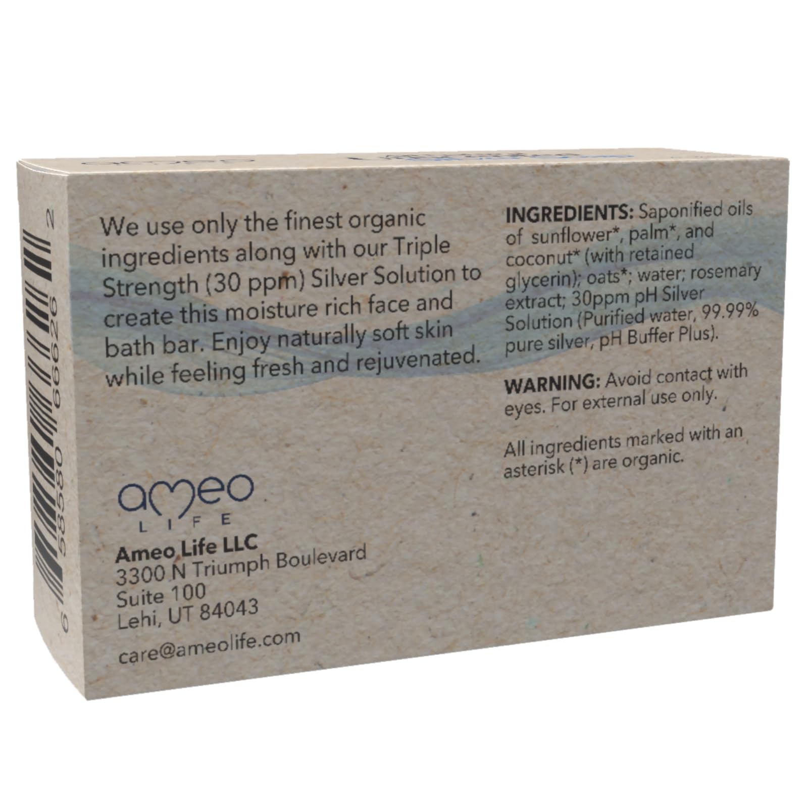 Colloidal Silver Soap Bar 4oz – 30ppm Unscented Natural Cleanser for & Body –…