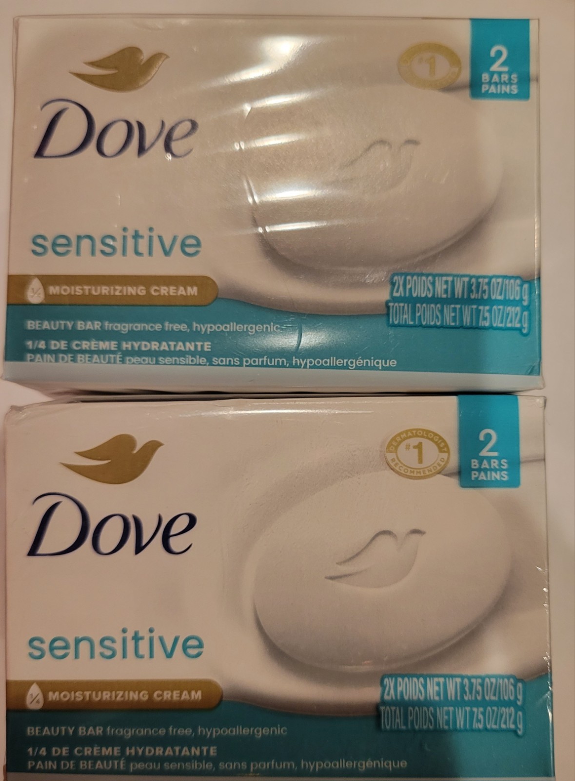 2 Ct Dove Sensitive Beauty Bar 3.75 oz each Total 4 *BRAND NEW *
