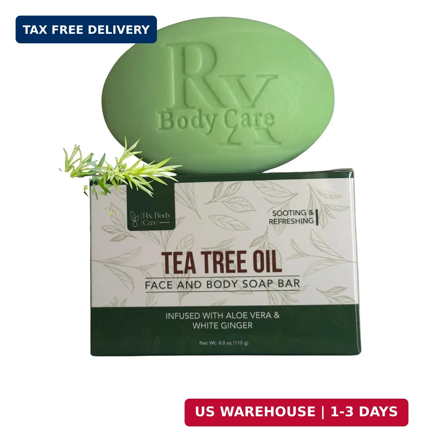 Tea Tree Oil Soap Bar For Face & Body 4.0 oz – Antifungal Antiseptic Cleanser Ag