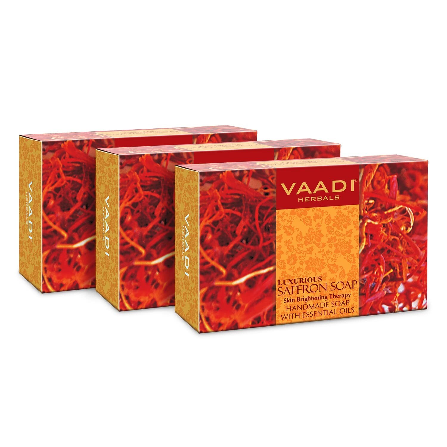 Vaadi Herbals Value Luxurious Saffron Skin Whitening Therapy Soap, 75g (Pack of