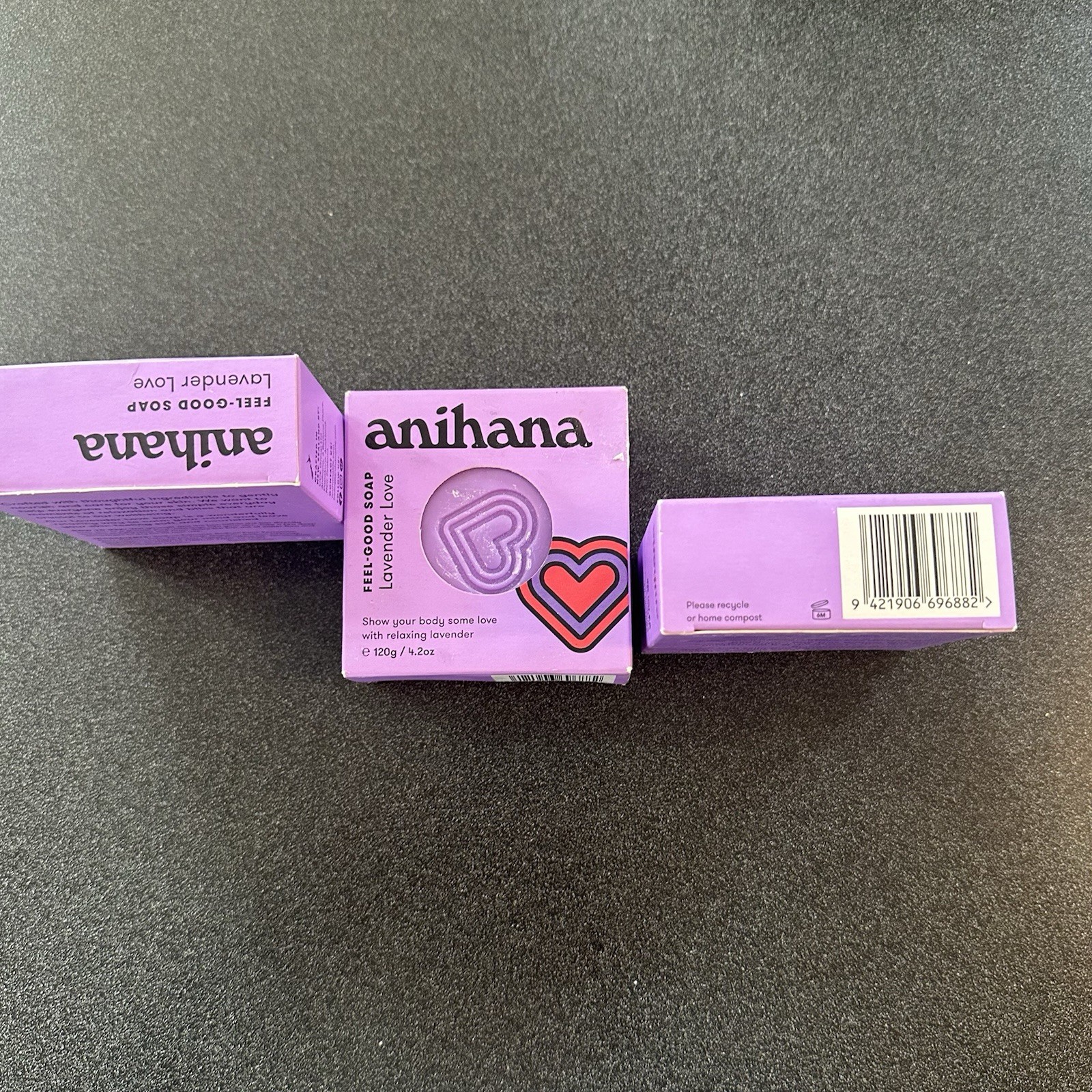 Lot Of 3 Bars Anihana Feel-Good Soap, Lavender Love 4.2 oz – New – Purple