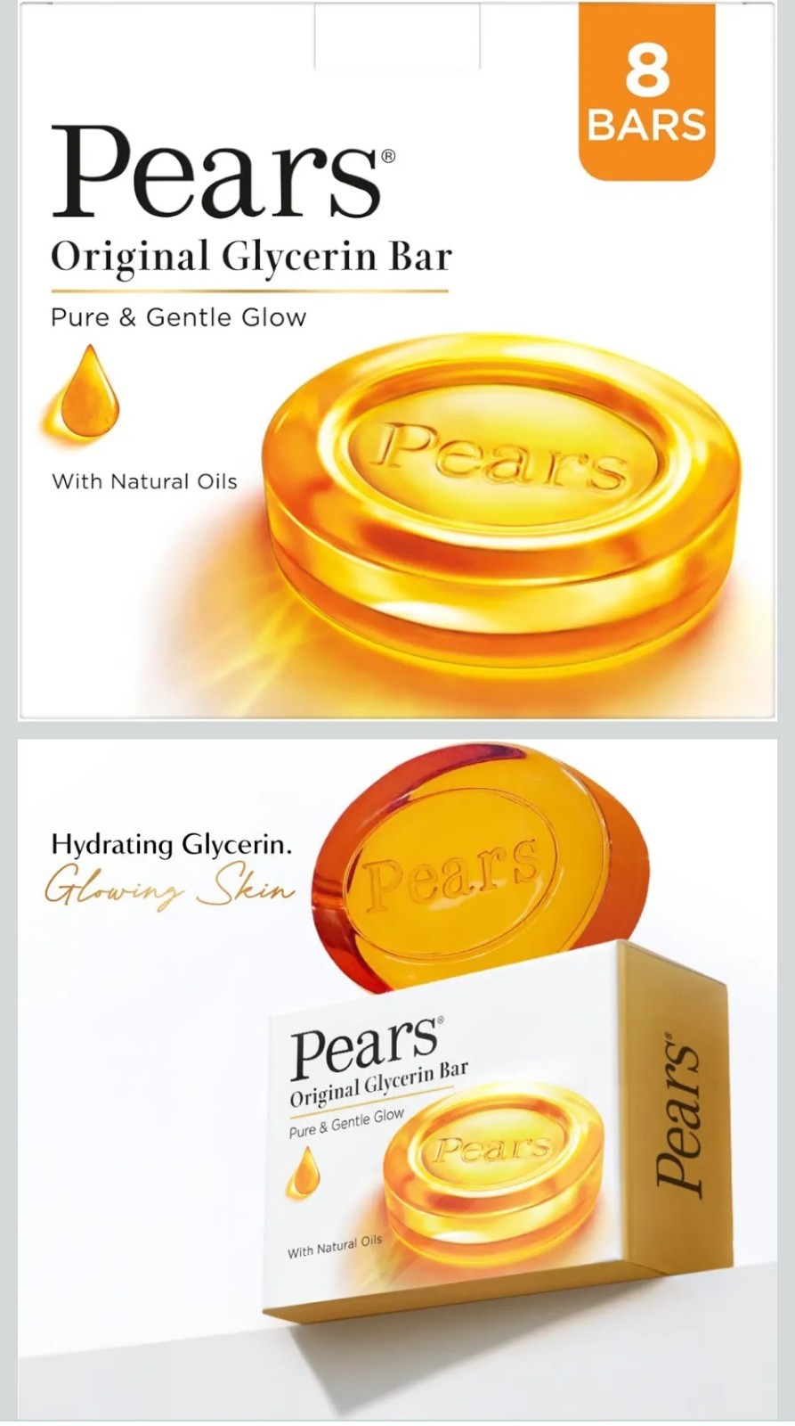 Pears Original Glycerin Soap Bar – Pure & Gentle Glow | With 98% Pure Glycerin |