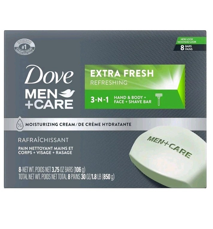 8-Bars Dove Men+Care Bar 3 in 1 Cleanser for Body, Face & Shaving 3.75 oz