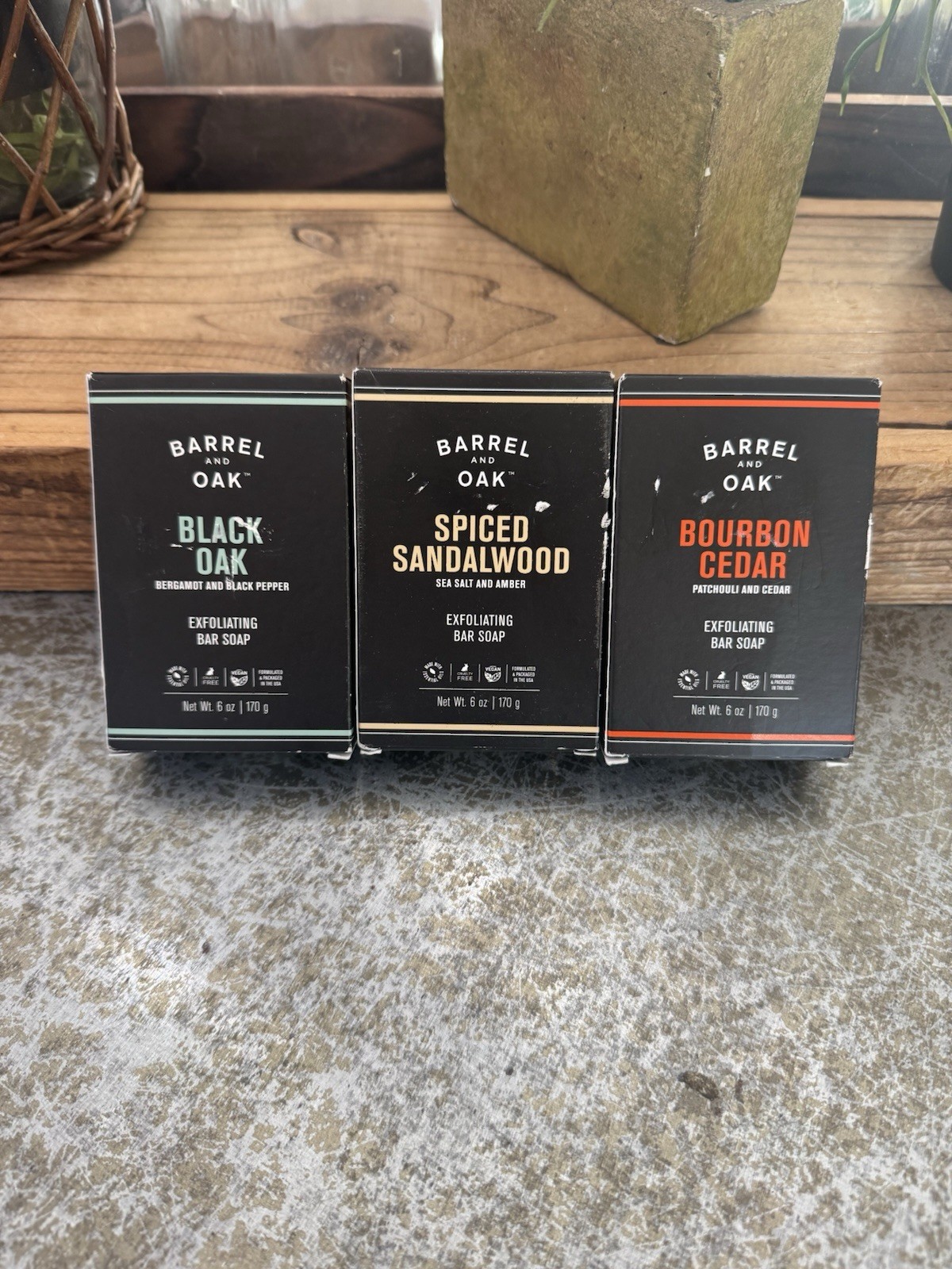 BARREL & OAK EXFOLIATING MEN’S SOAP BARS 3 New