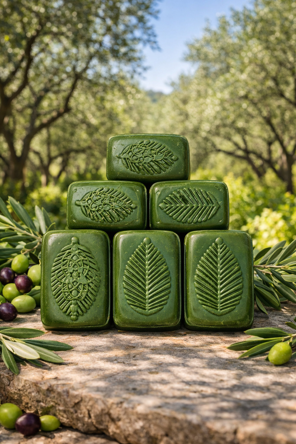 Olive & Laurel Oil Soap 100% Natural ( set of 6) Handcrafted 3.5 oz ea