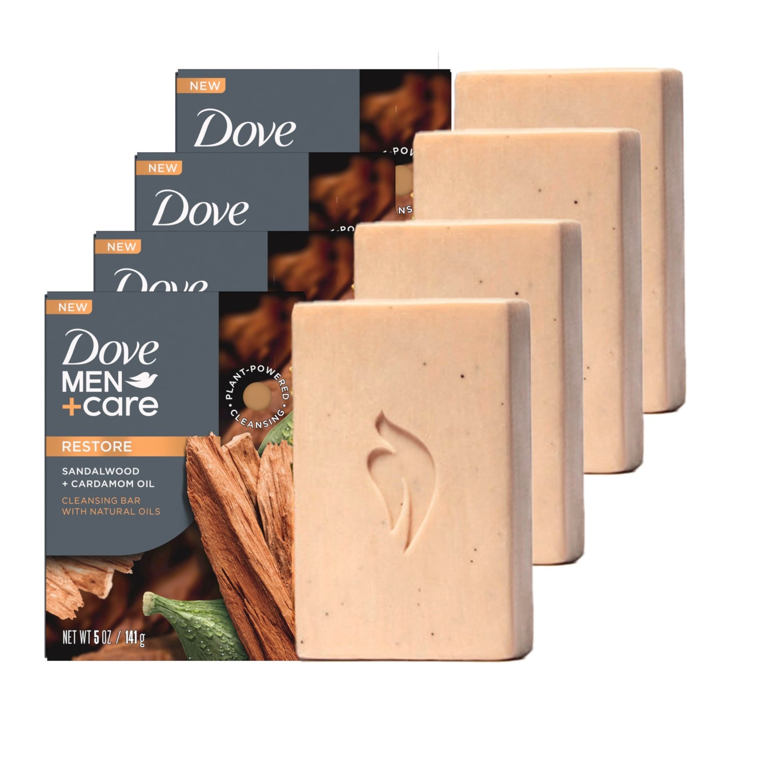 Sandalwood & Cardamom Oil Cleansing Bar Soap – 4 Pack, 4-in-1 Hair, Body, Face &