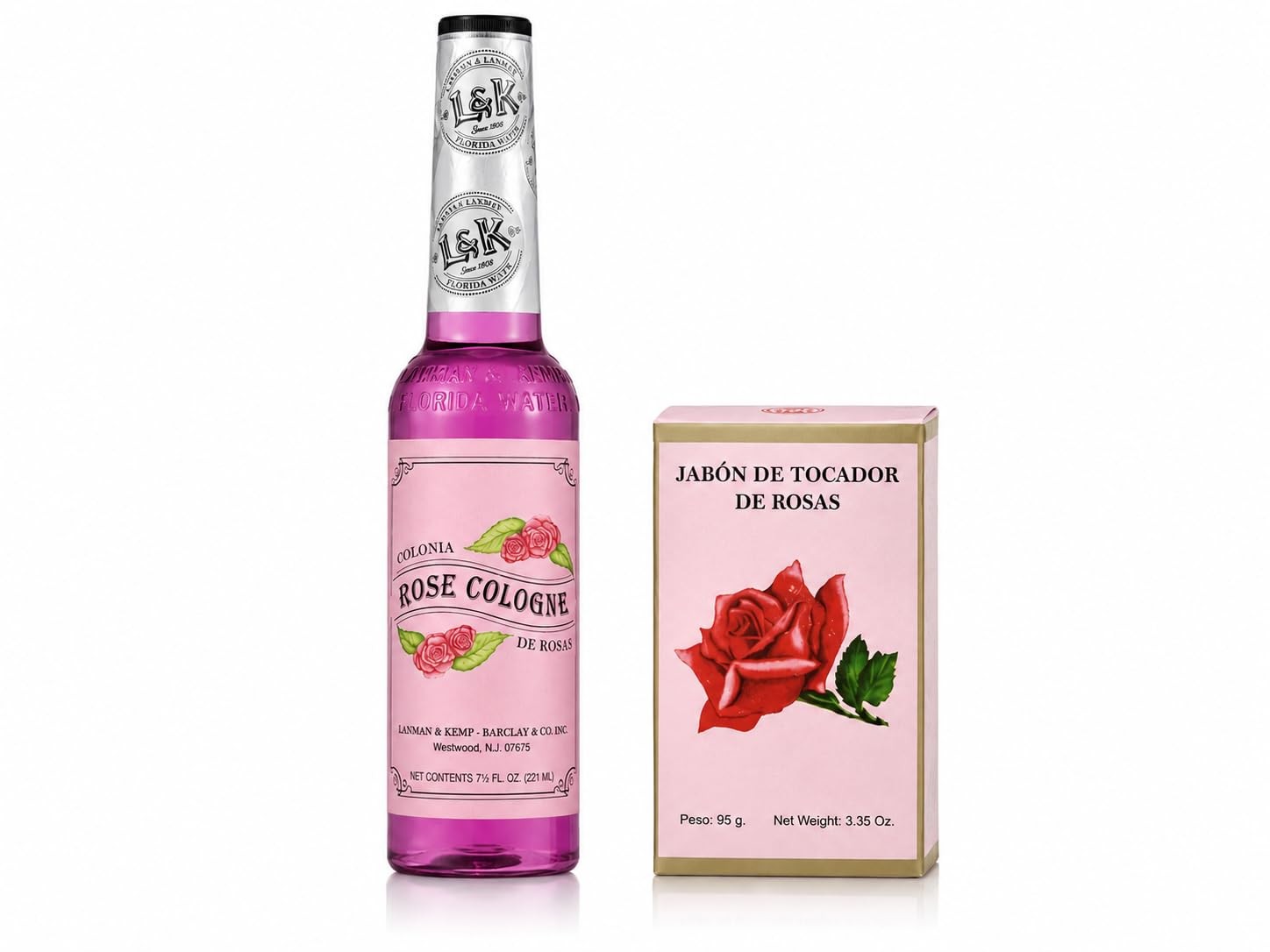 Rose Cologne 7.5 Fl Oz + Rose Soap 3.35 Oz (Colonia de Rosas + Jabon de Rosas)