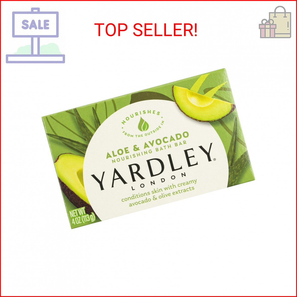 Yardley London Nourishing Bath Soap Bar Aloe & Avocado, Conditions Skin with Cre