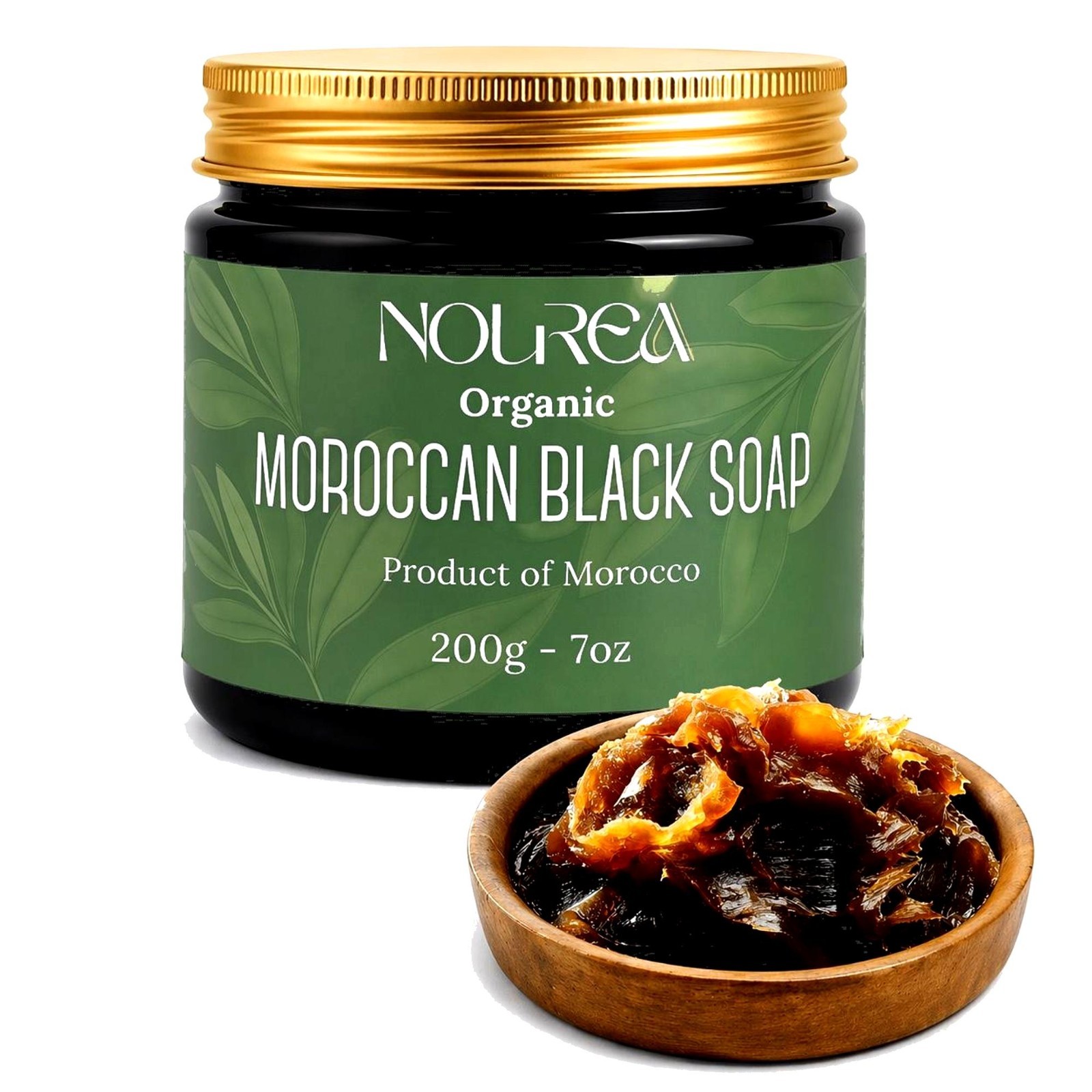 Noureaa Organic Moroccan Black Soap, Olive-Based Black Soap for Exfoliation Prep