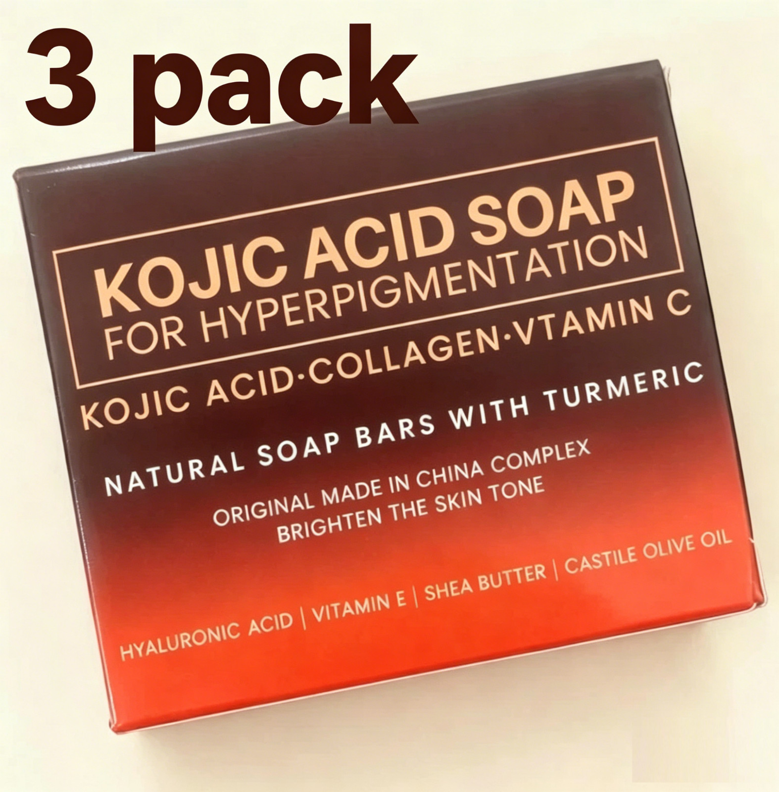 3 Pack Kojic Acid Soap Brightening Spot Cleansing Body Facial Skin Care Soap
