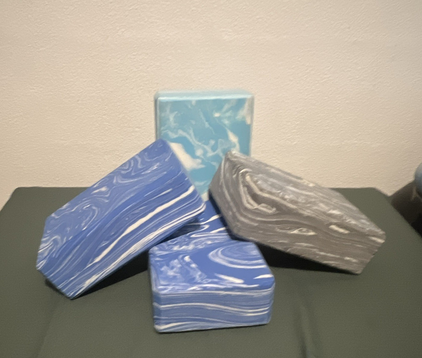 Lot of 4 Swirl Rectangular Body Bar Soaps for Body/Hands Blue Gray White