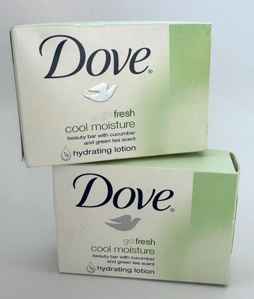 2 Bars Vintage Dove Go Fresh Cool Moisture Soap Bar Cucumber Green Tea Scent