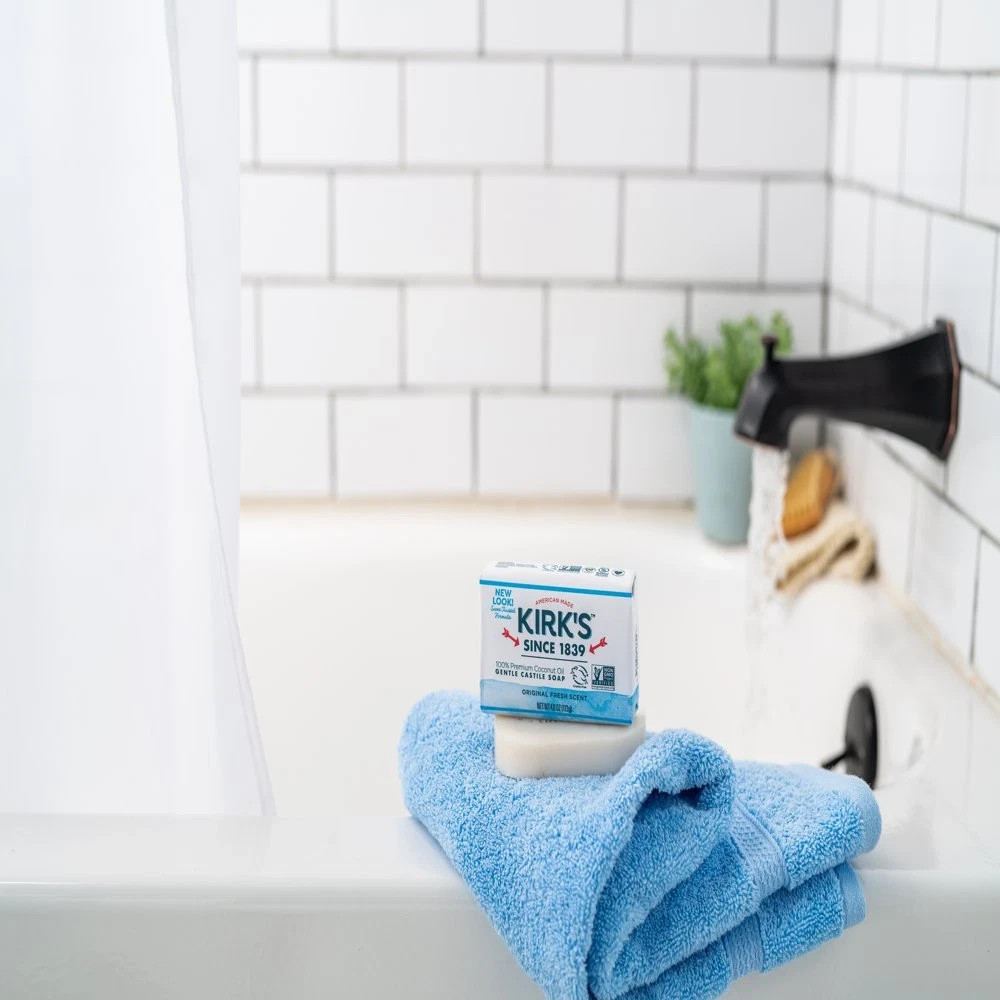 Kirk’s Castile Bar Soap – Made With Premium Coconut Oil, 4 oz. Bars, 4 Pack