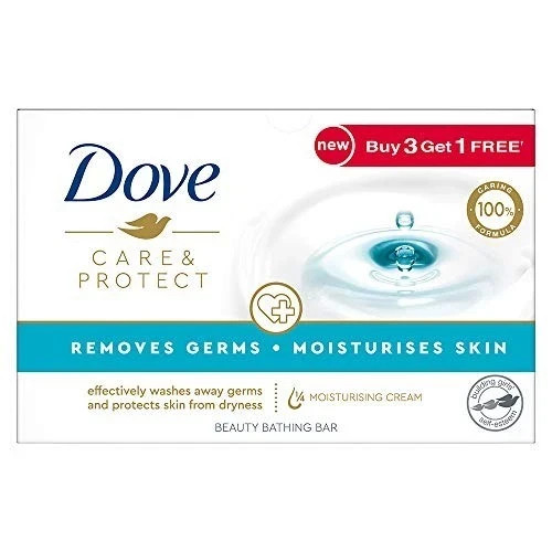 Dove Care Protect Bathing Bar 100g Pack of 4 Germ Care Soap Free Shipping