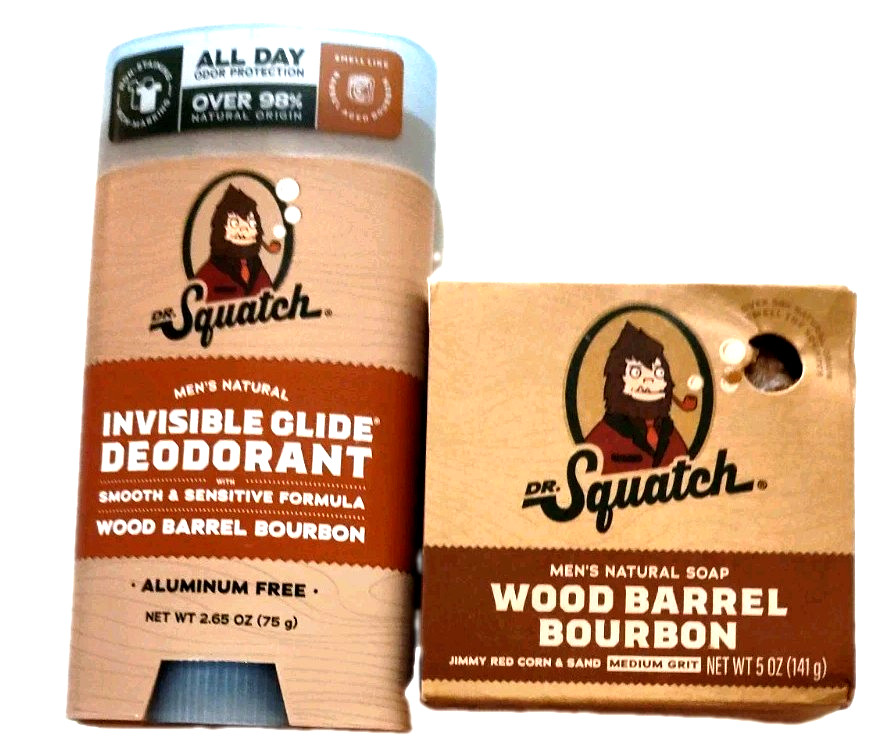 Dr. Squatch Duo Wooden Barrel Soap 5 0z and Invisible Glide Deodorant 2.65 Oz