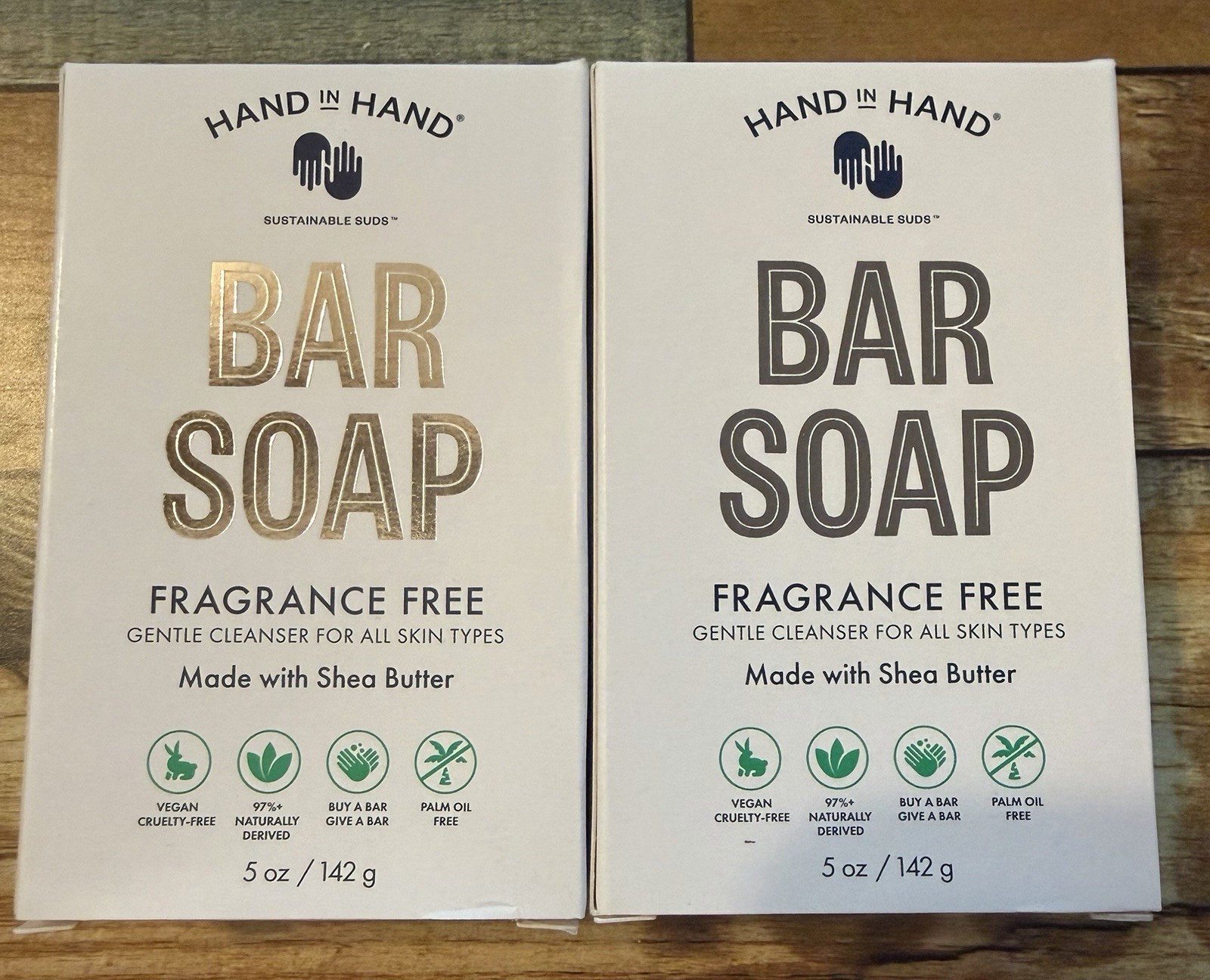 2 Hand In Hand Bar Soaps Fragrance Free Gentle Cleanser All Skin 5 oz each NIB!