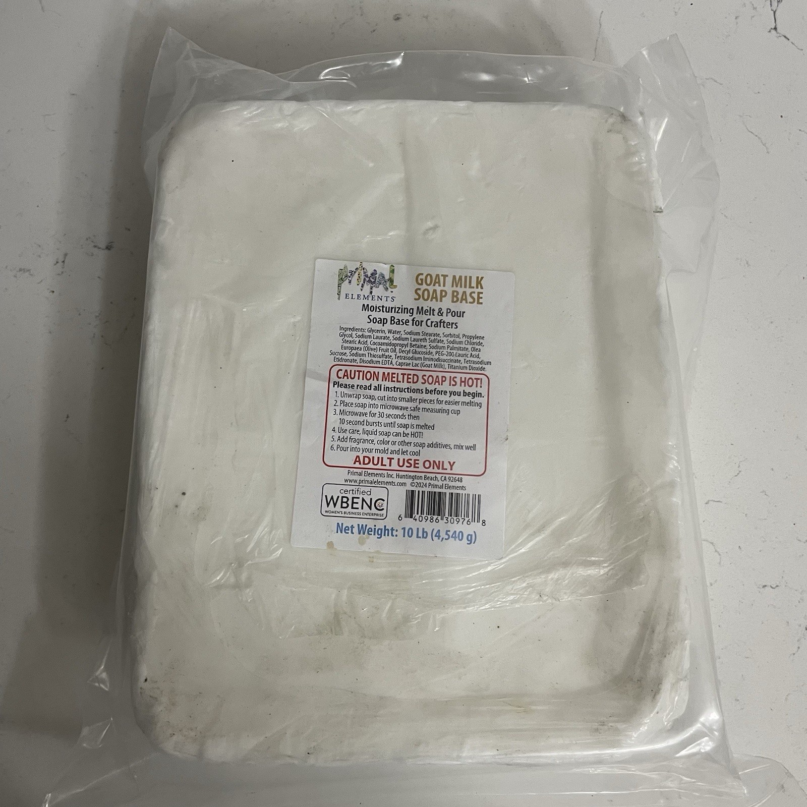 10 Lbs Primal Elements Goat Milk Soap Base – Moisturizing Melt and Pour