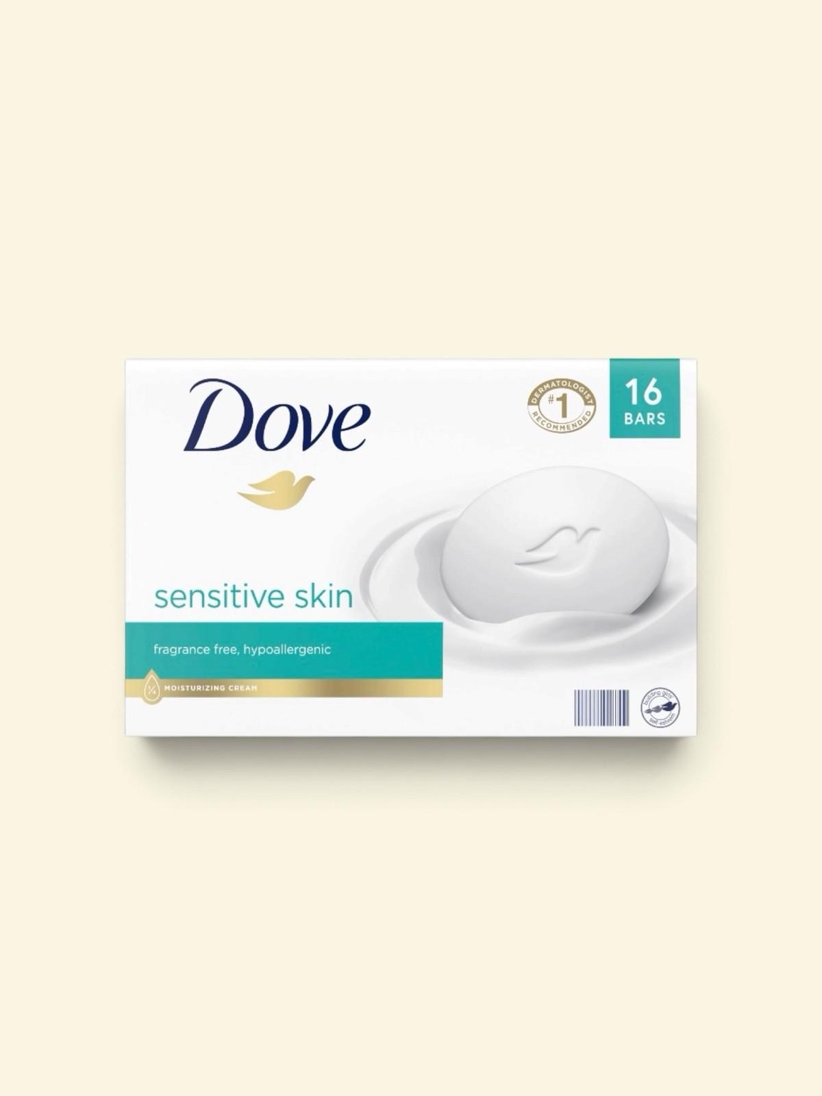 Dove Sensitive Skin Beauty Bar Fragrance-Free Hypoallergenic 16 Bars