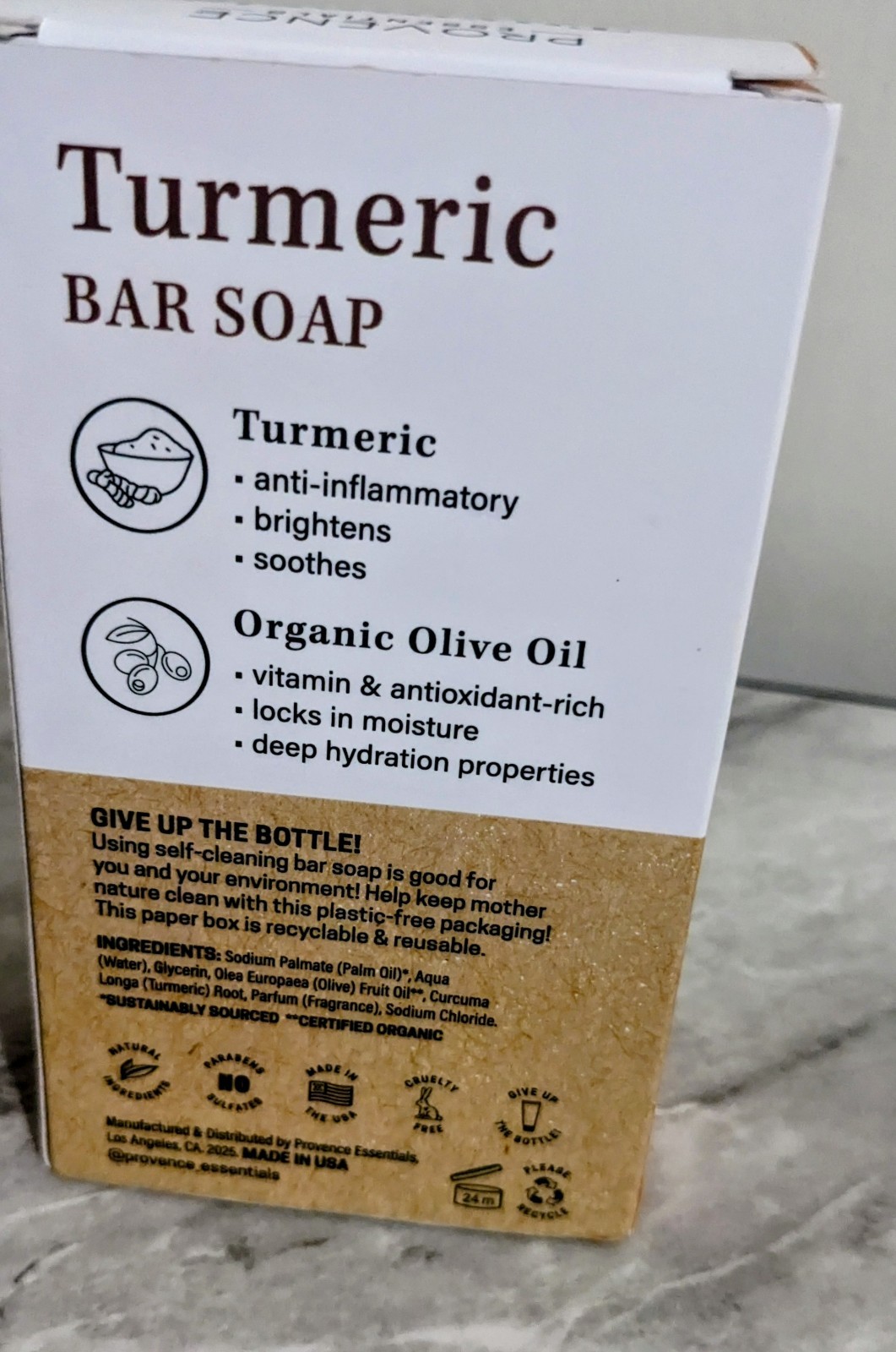 Provence Essentials Turmeric Bar Soap, Organic Olive Oil,All Natural Ingredients