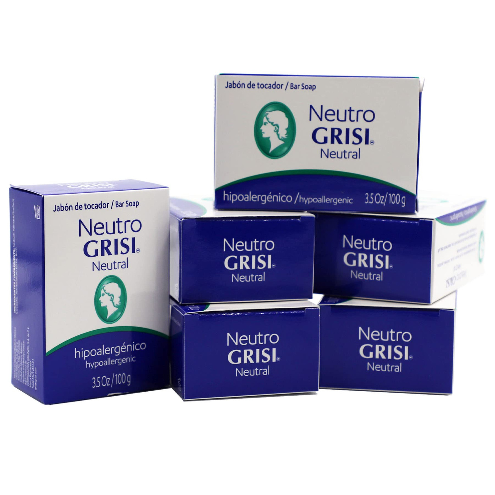 Grisi Neutral Soap Pack of 6 Hypoallergenic Makeup Remover for Sensitive Skin