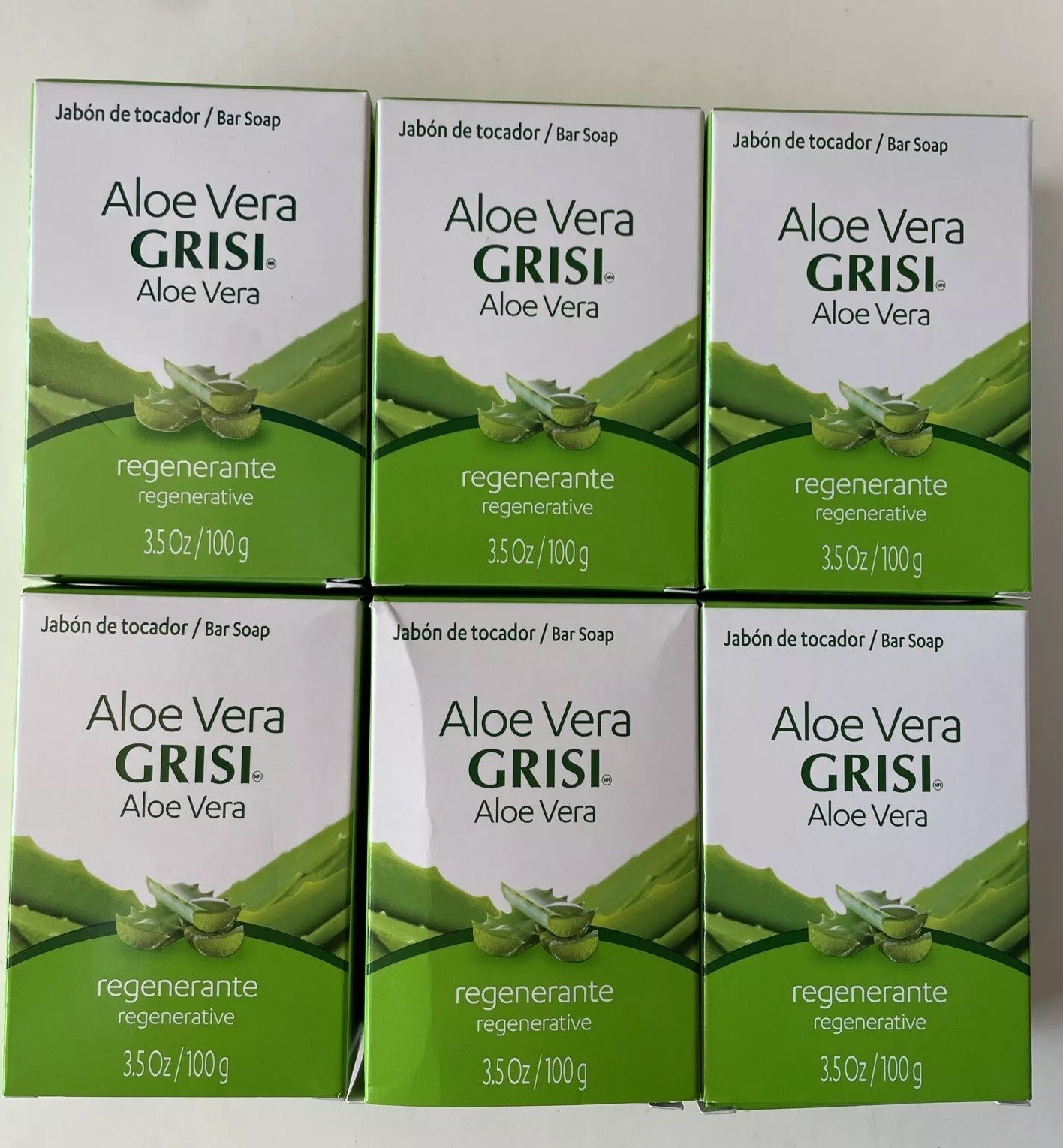 6 GRISI Aloe Vera Bar Soap Regenerative 3.5 oz. ea.