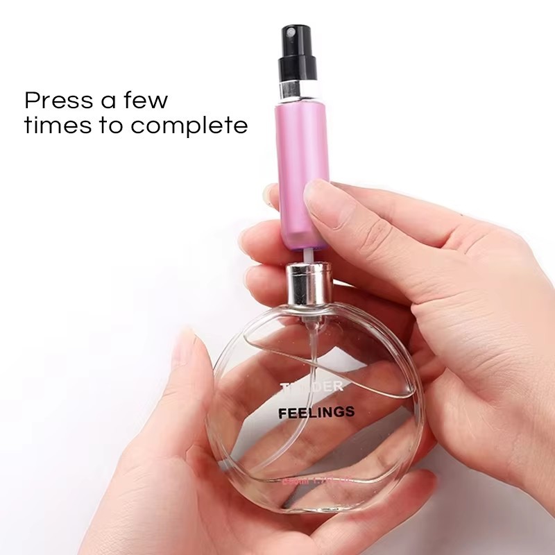 5 Pcs Refillable Travel Portable Perfume Atomizer Bottle Spray Pump Case 5/8 ML