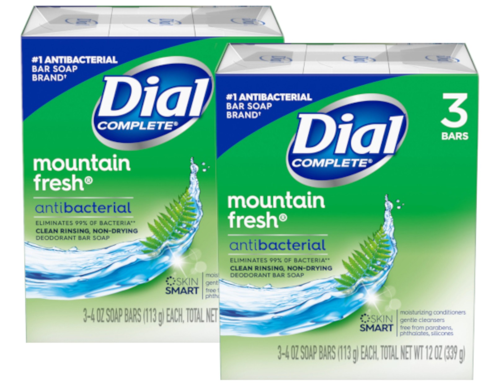 Dial Completee Mountain Fresh Antibacterial Soap 4oz. Bars, 3 Count – Pack of 2