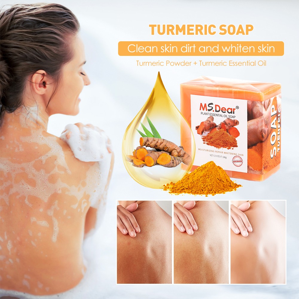 3/2Pcs Turmeric Soap Dark Spots Acne Face & Body Wash Brightening Bleaching Soap