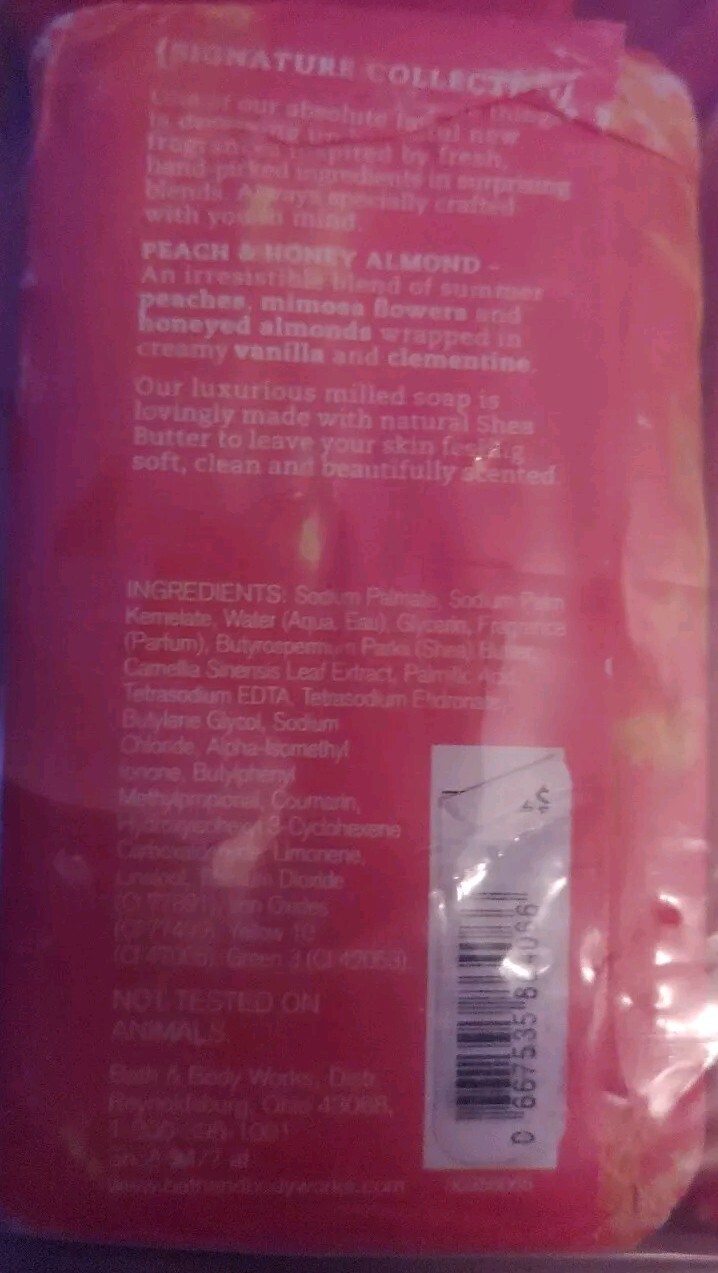 New Bath & Body Works Peach & Honey Almond Shea Butter Milled Bar soap Fast Ship